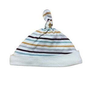 Gymboree Baby Hat Size 3-6M NWT White Beanie w/ Stripes Soft Cotton